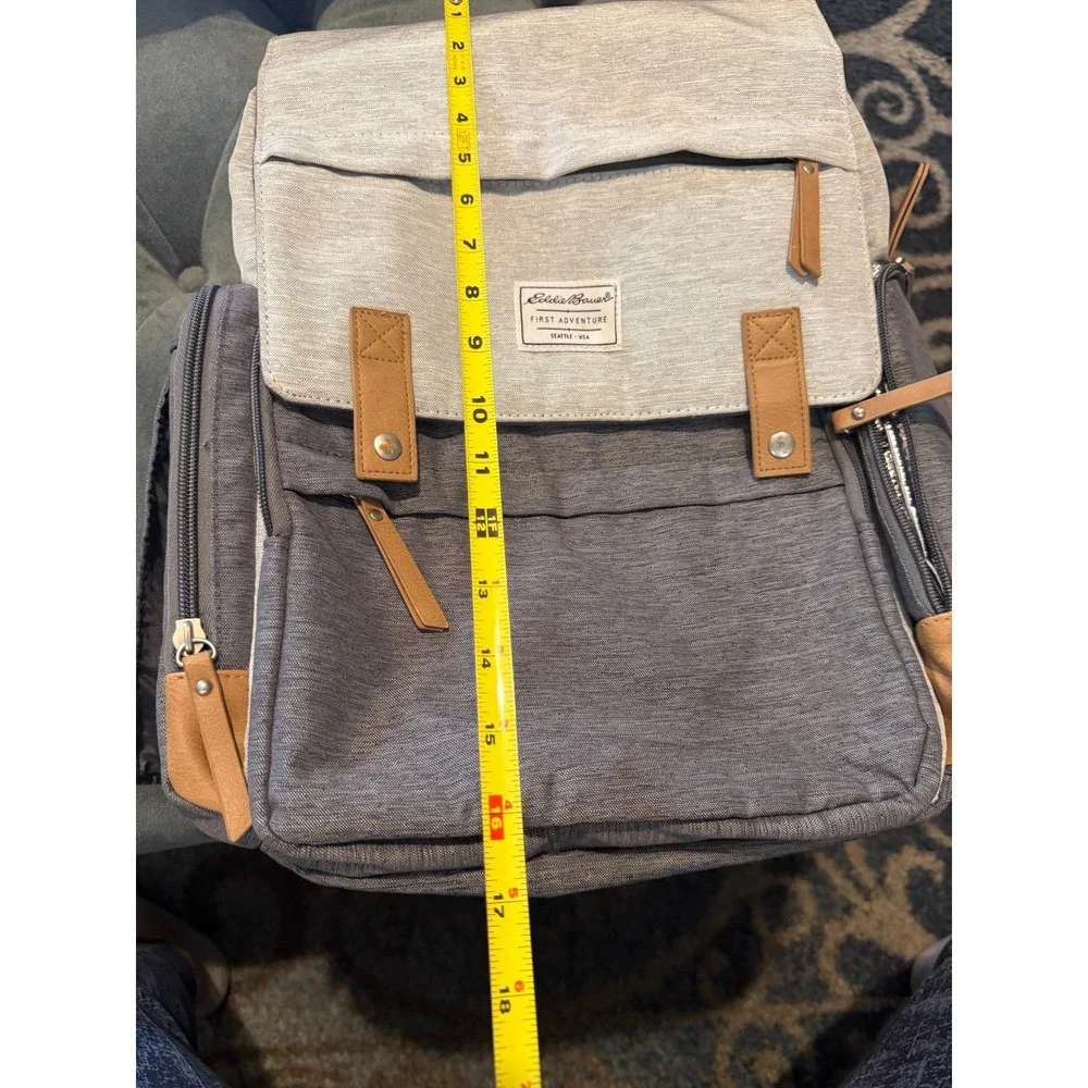 Eddie Bauer Diaper Bag Backpack Unisex Large Grey Good Insulated Wipes Pocket